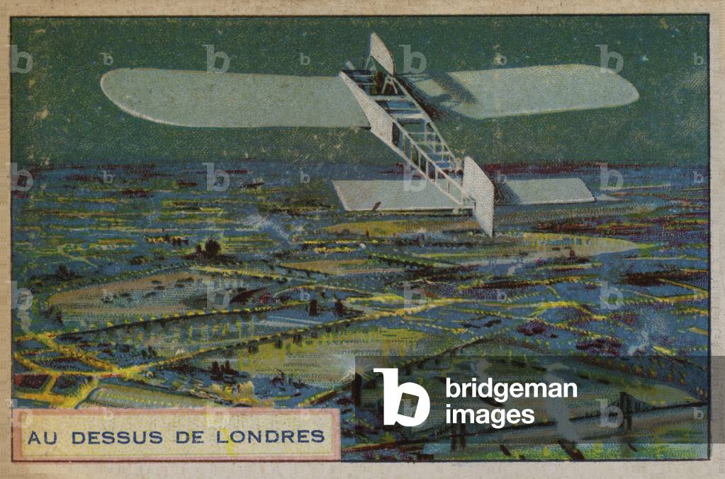 Plane over London (chromolitho)