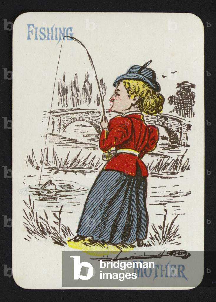 Playing card: Fishing, Mother (colour litho)