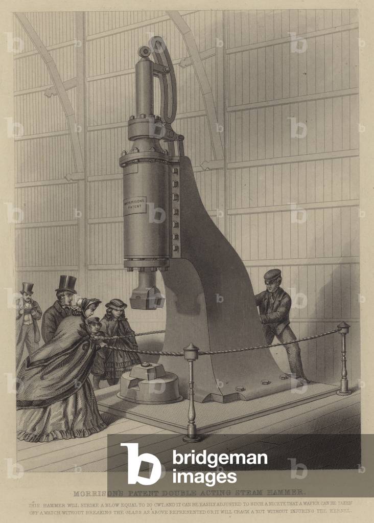 Morrison's patent double acting steam hammer (engraving)