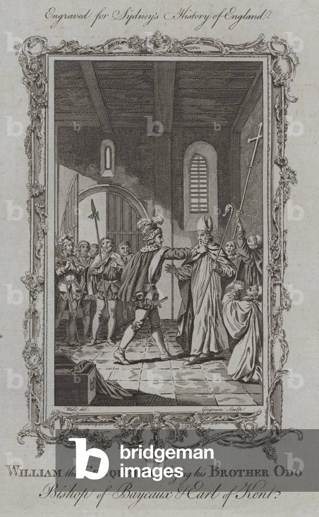 William the Conqueror Seizing his Brother Odo Bishop of Bayeux and Earl of Kent (engraving)