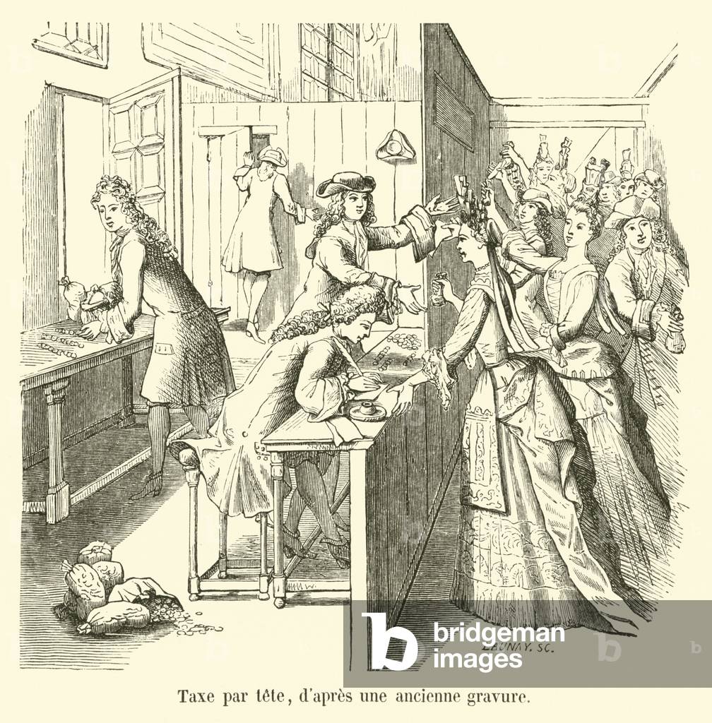 Taxe par tete, d'apres une ancienne gravure (engraving)