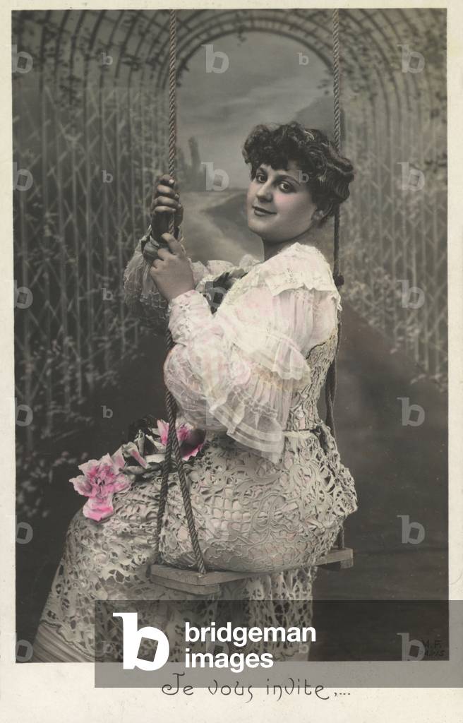 Girl on a swing (colour photo)