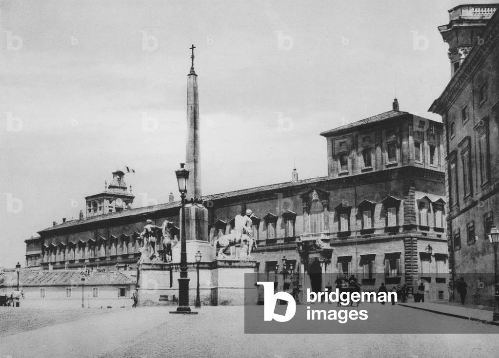 Roma / Rome: Palazzo e Piazza del Quirinale con le statue di Castore e Polluce (b/w photo)