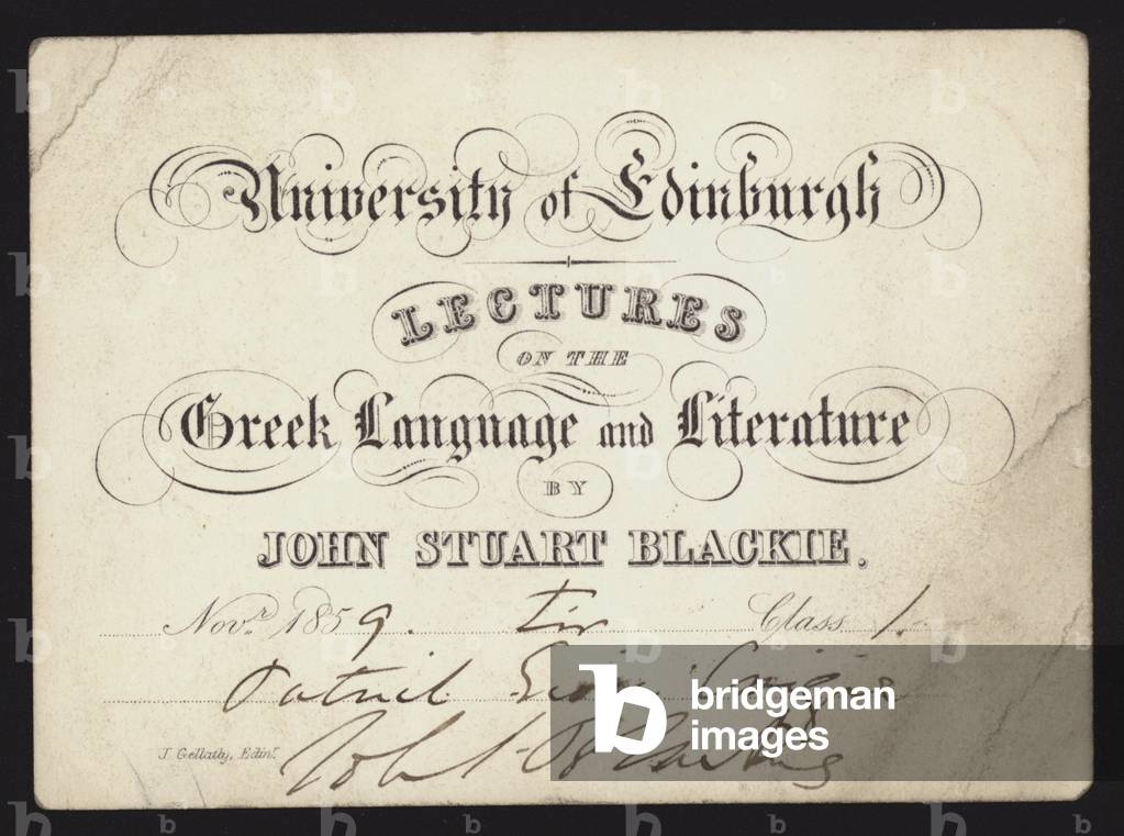 Lectures on the Greek language and literature by John Stuart Blackie, Edinburgh University, 1859 (litho)