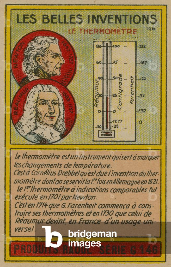 Beautiful inventions card, thermometer (chromolitho)
