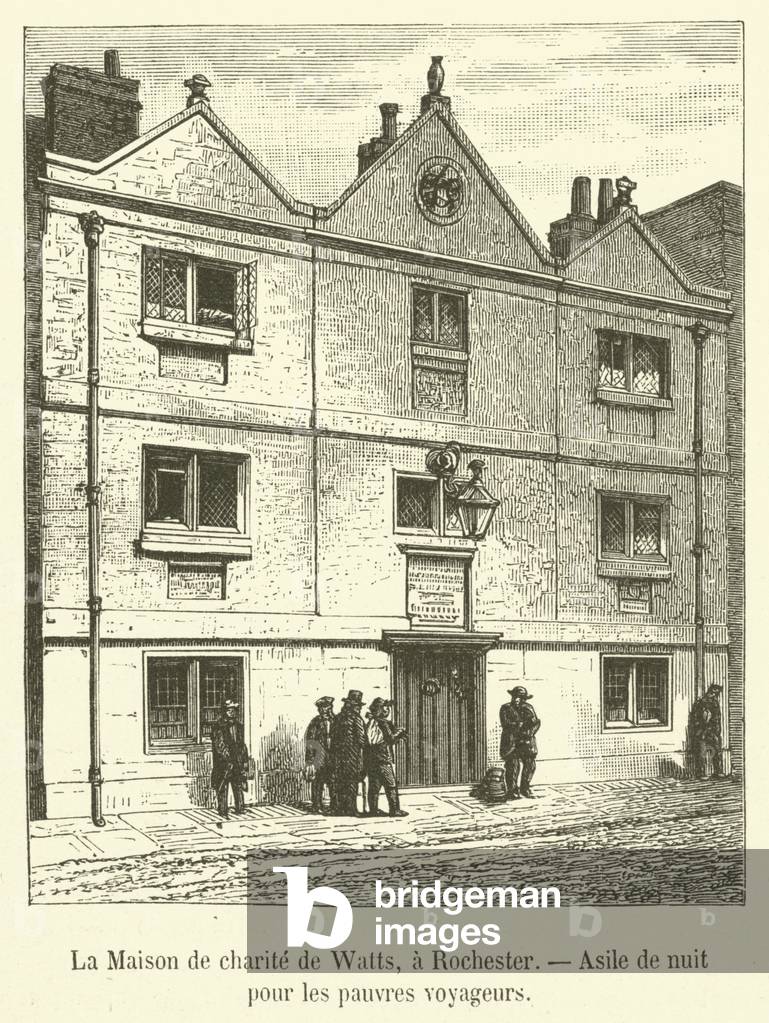 La Maison de charite de Watts, a Rochester, Asile de nuit pour les pauvres voyageurs (engraving)