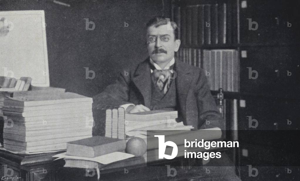 F Brunetiere in his Study (b/w photo)