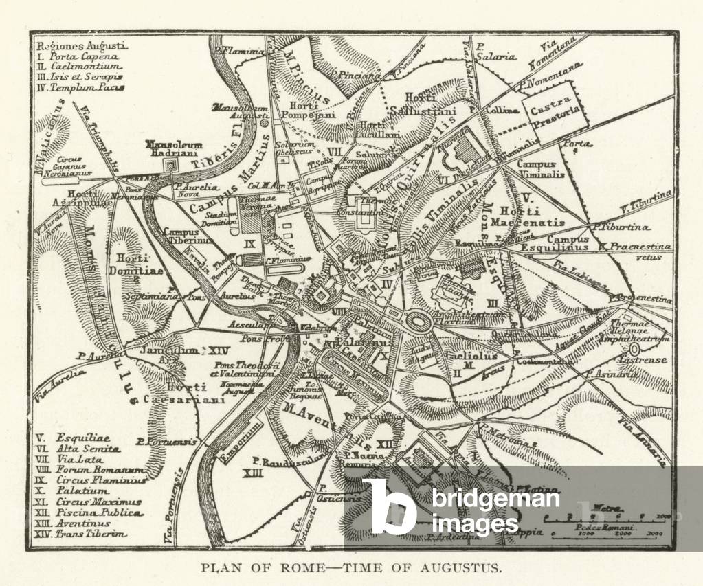 Plan of Rome, Time of Augustus (engraving)
