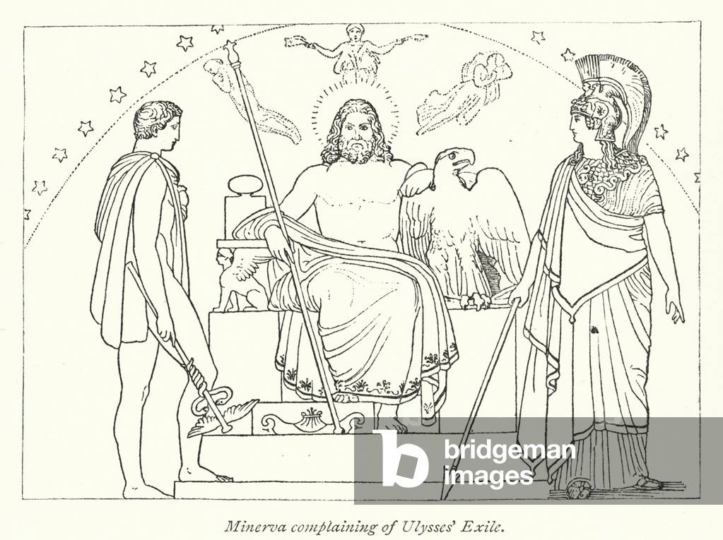 Minerva complaining of Ulysses' Exile (litho)