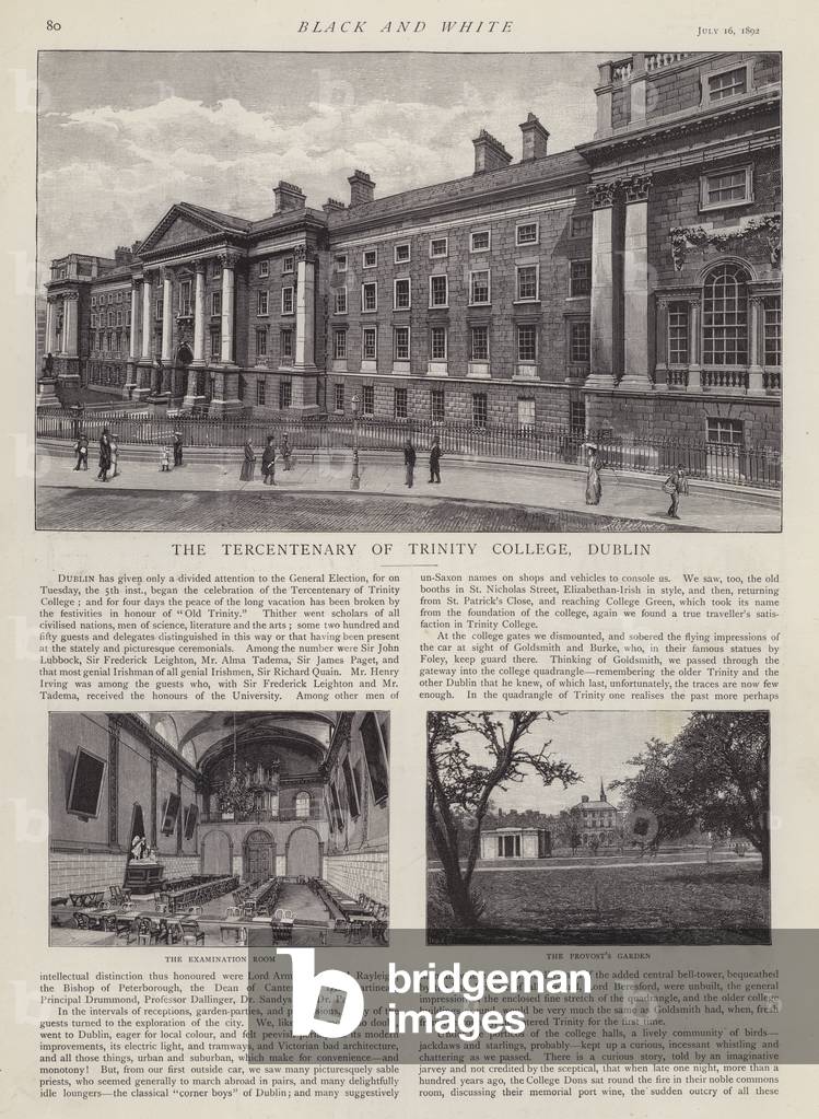 Tercentenary of Trinity College, Dublin, Ireland (litho)
