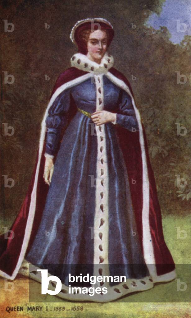 Queen Mary I (colour litho)