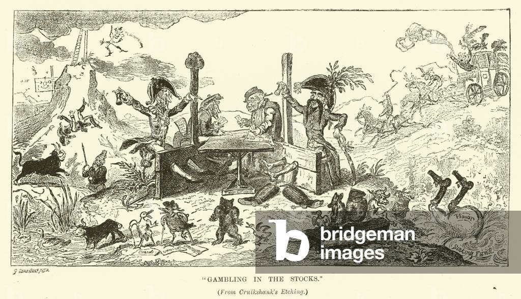 Gambling in the stocks (engraving)