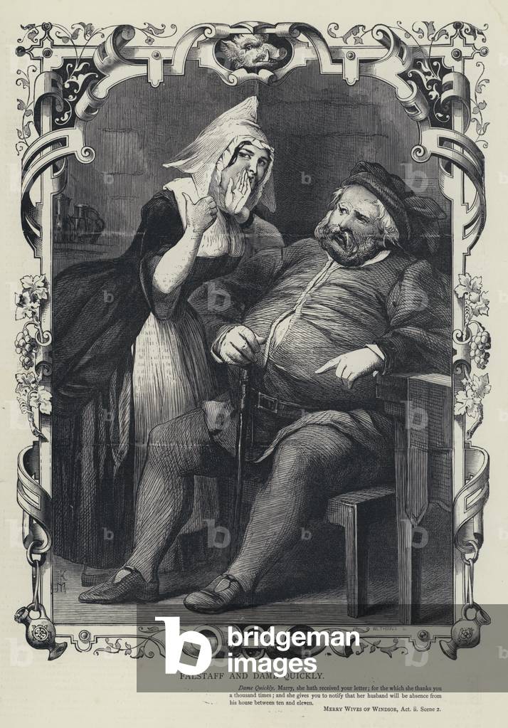 Falstaff and Dame Quickly, Merry Wives of Windsor, Act ii, Scene 2 (engraving)