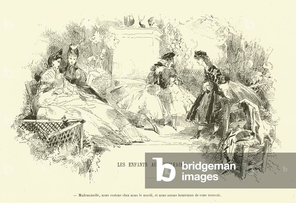 Scenes of Parisian life: children at the Tuileries (engraving) (print)