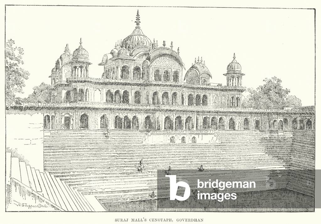 India: Suraj Mall's Cenotaph, Goverdhan (engraving)