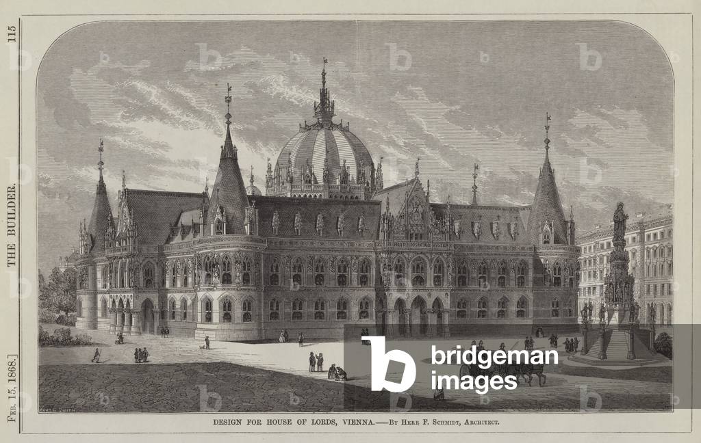 Design for House of Lords, Vienna, by Herr F Schmidt, Architect (engraving)