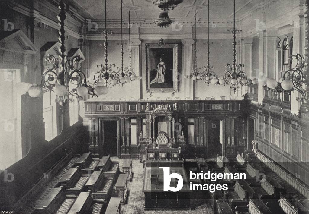 Interior of House of Assembly, Parliament House, Cape Town (b/w photo)