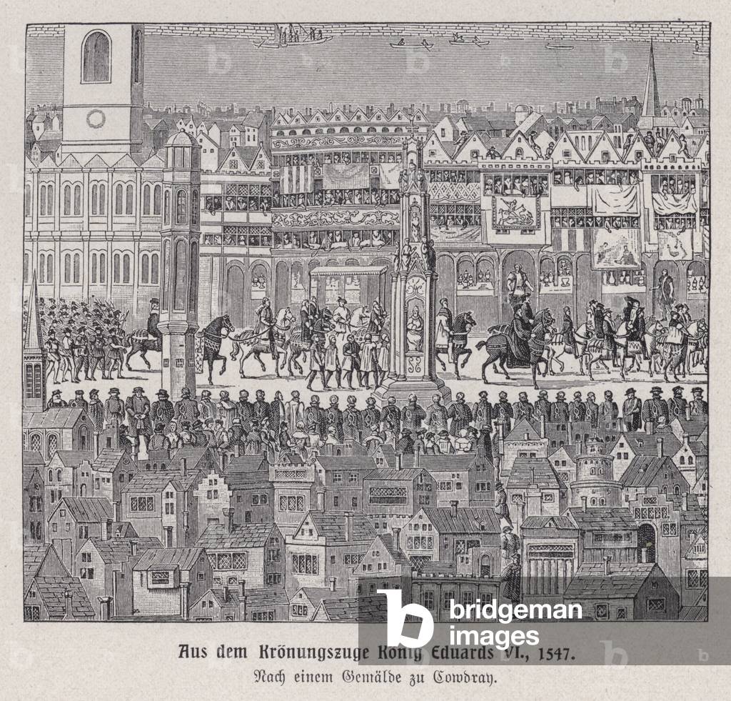 Coronation procession of King Edward VI, London, 1547 (engraving)