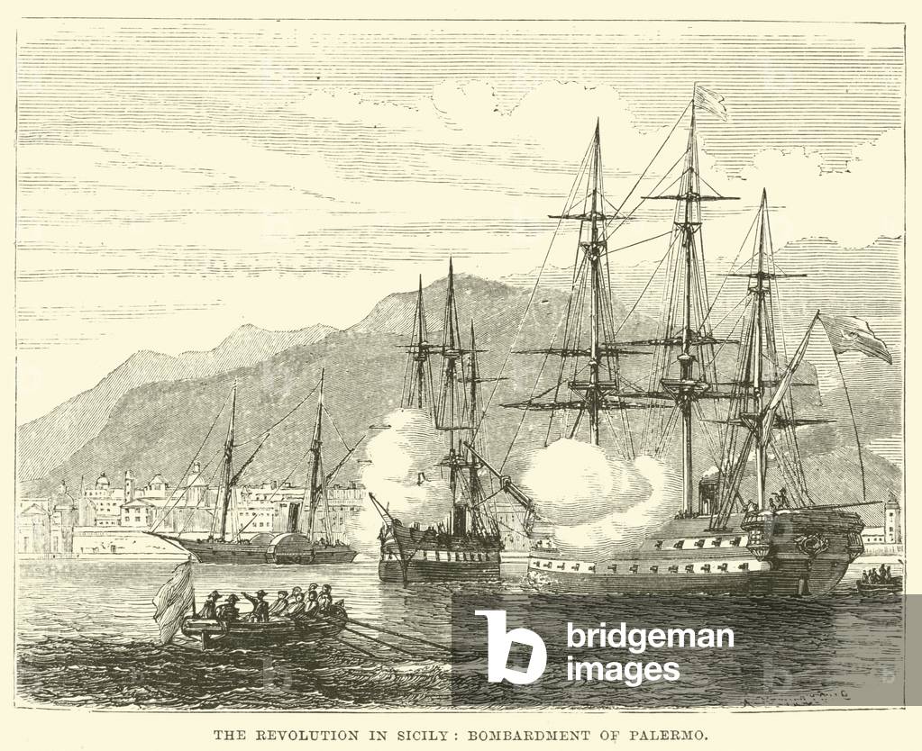 The Revolution in Sicily, Bombardment of Palermo (engraving)