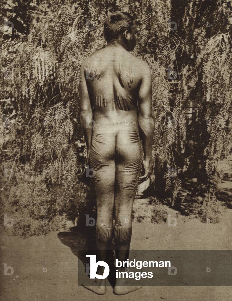 Indigenous Australian body decoration (b/w photo)