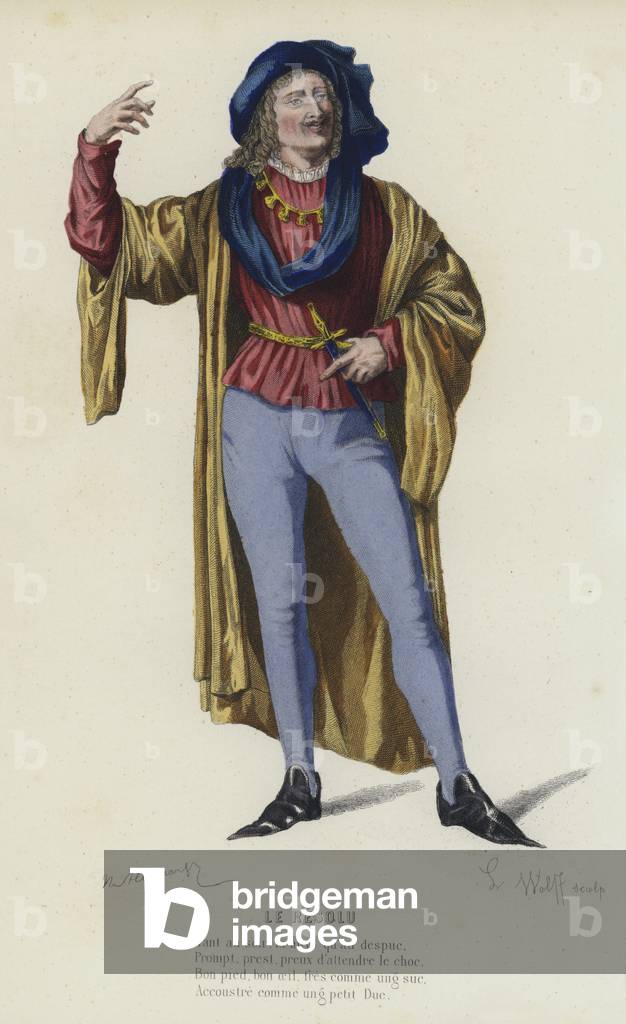 Le Resolu (coloured engraving)