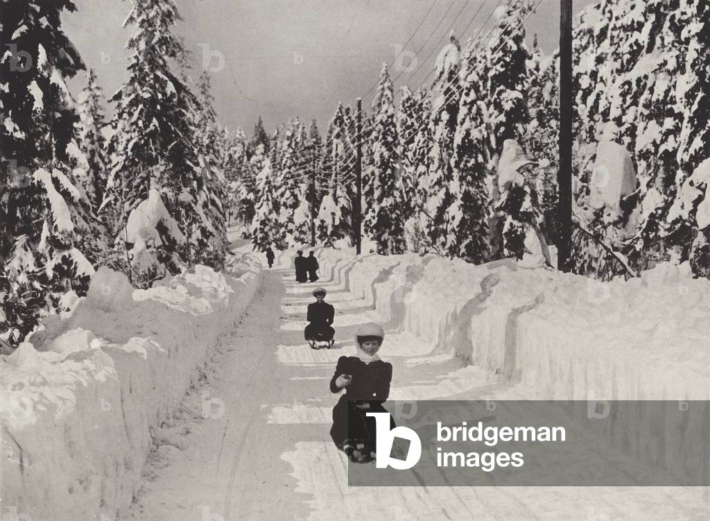 Winter Sport near Kristiania (b/w photo)