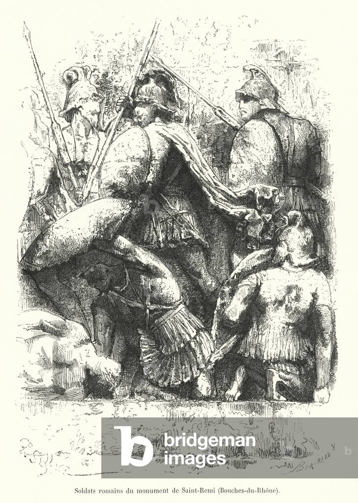 Soldats romain du monument de Saint-Remi, Bouches-du-Rhone (engraving)