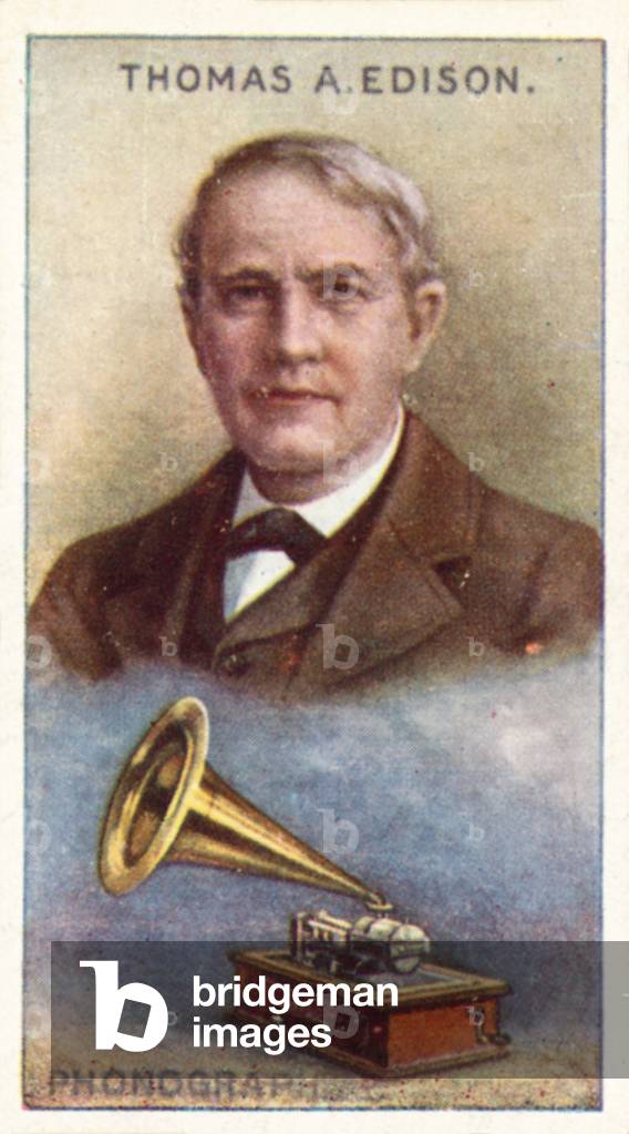 Thomas Alva Edison, Phonograph (colour litho)