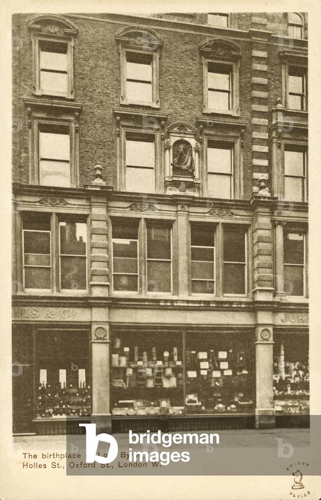 The birthplace of Lord Byron, Holles Street (b/w photo)