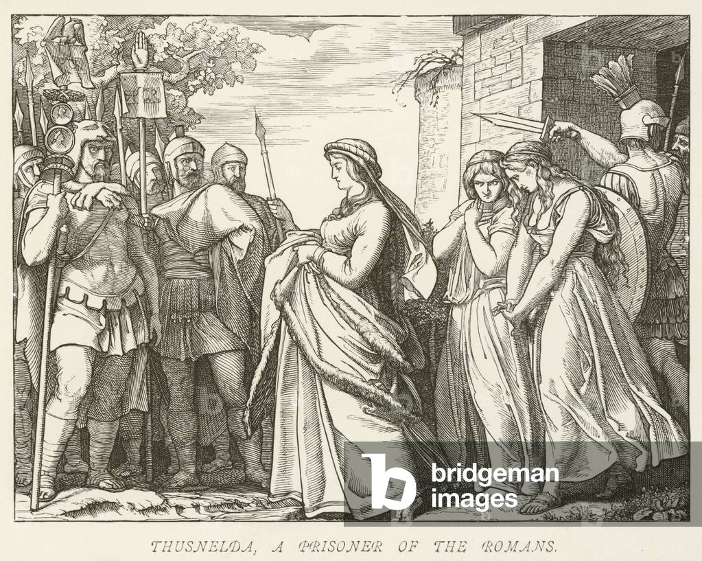 Thusnelda, a prisoner of the Romans (engraving)