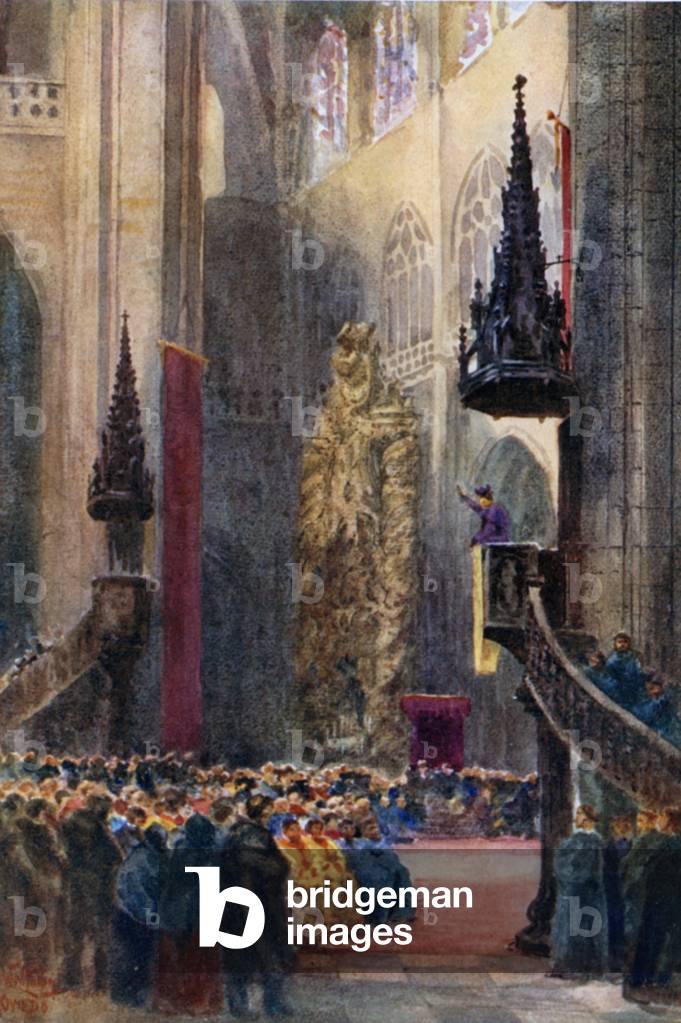 Orviedo, in the Cathedral (colour litho)