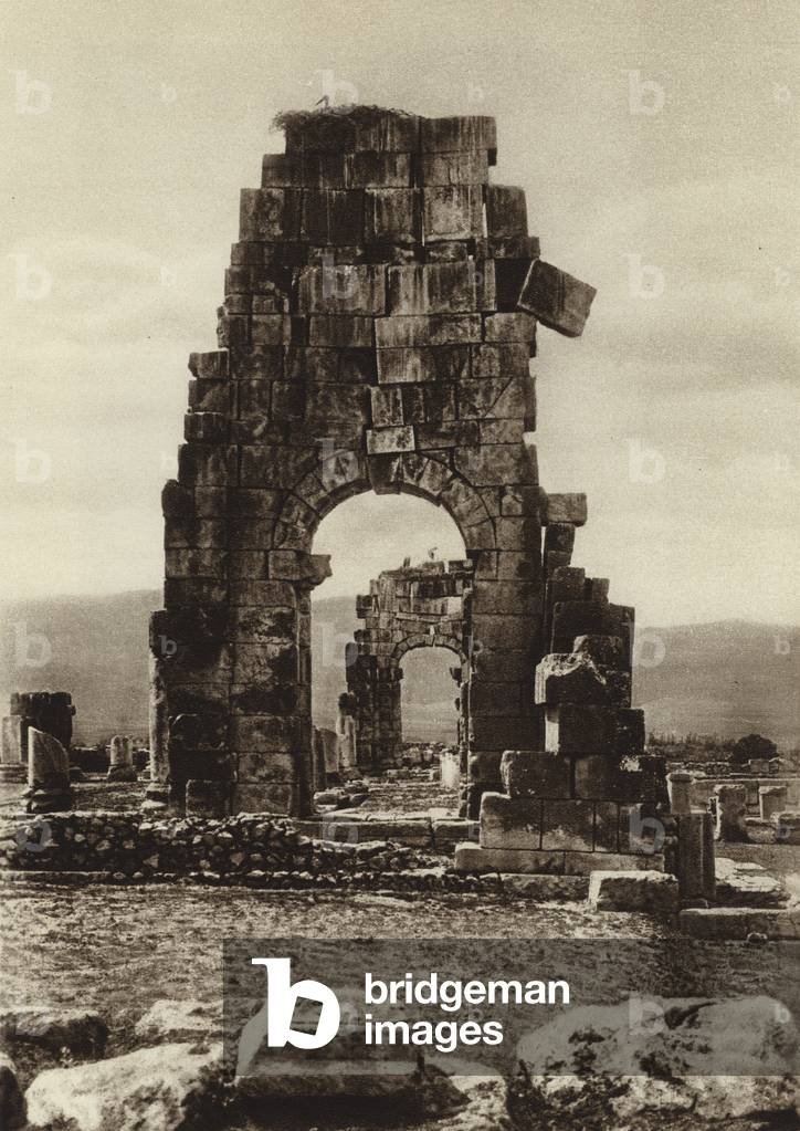 Volubills, Ruins of Hadrian's Temple (b/w photo)