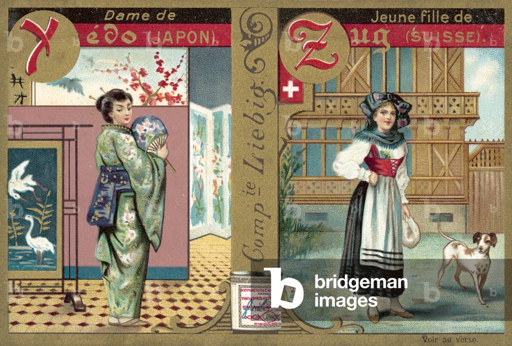 Japanese lady of Edo and young Swiss girl of Zug (chromolitho)