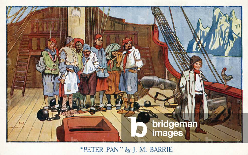 The deck of the Jolly Roger, Peter Pan (colour litho)