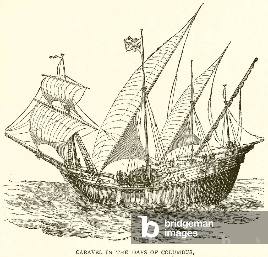 Caravel in the Days of Columbus (engraving)