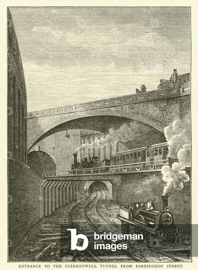 Entrance to the Clerkenwell Tunnel from Farringdon Street (engraving)