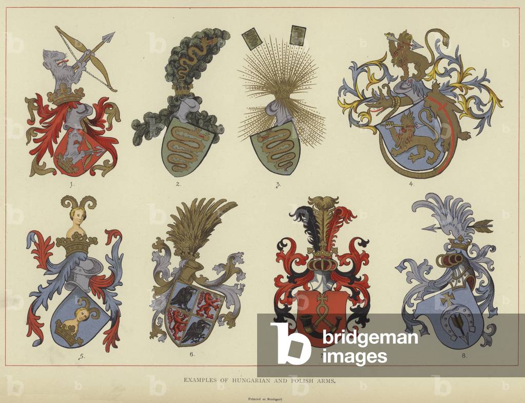 Examples of Hungarian and Polish Arms (colour litho)