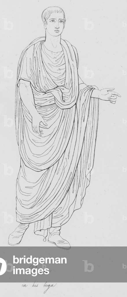 Roman in his toga (engraving)