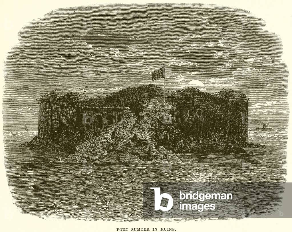 Fort Sumter in ruins (engraving)