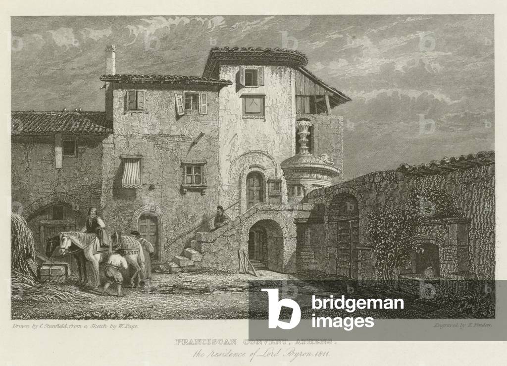 Franciscan Convent, Athens, the residence of Lord Byron, 1811 (engraving)