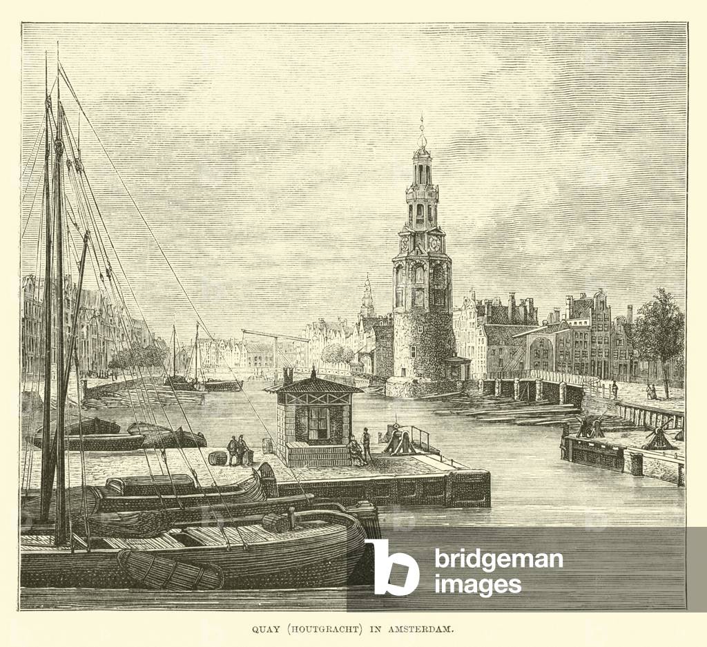 Quay (Houtgracht) in Amsterdam (engraving)