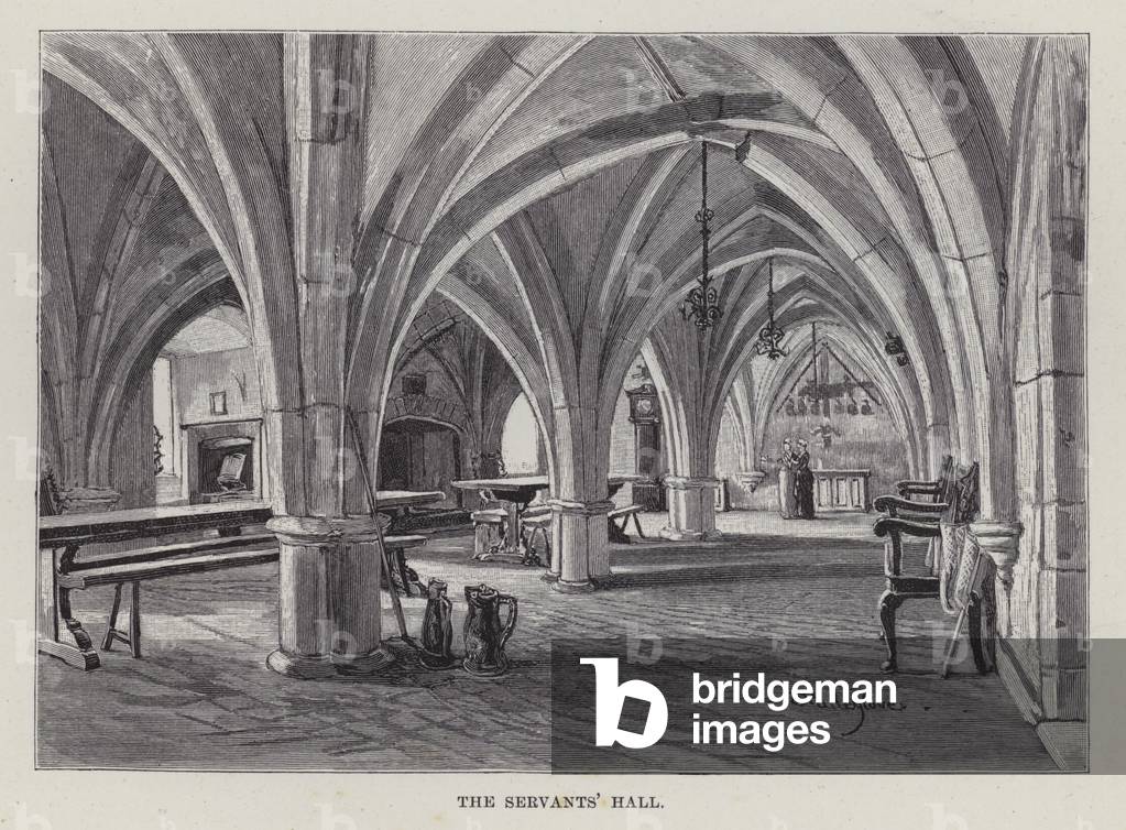 Warwick Castle, The Servants' Hall (litho)