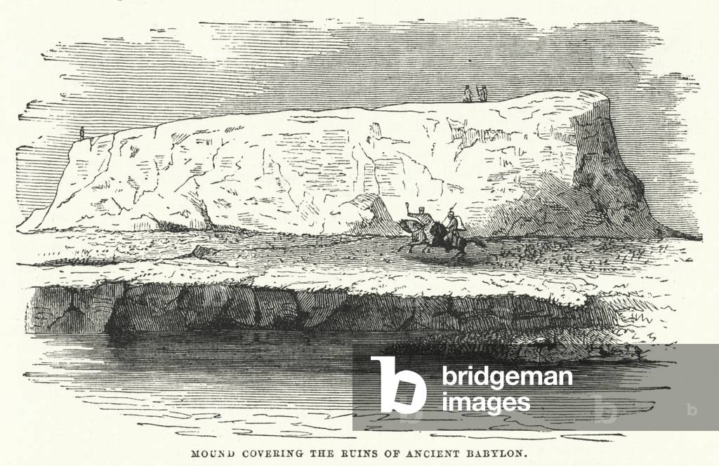 Mound covering the ruins of ancient Babylon (engraving)