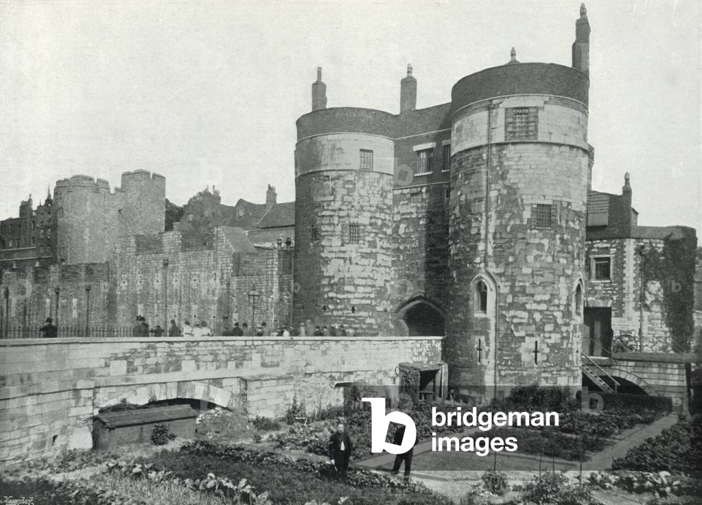 Tower of London, the Beauchamp and Byward Towers (b/w photo)