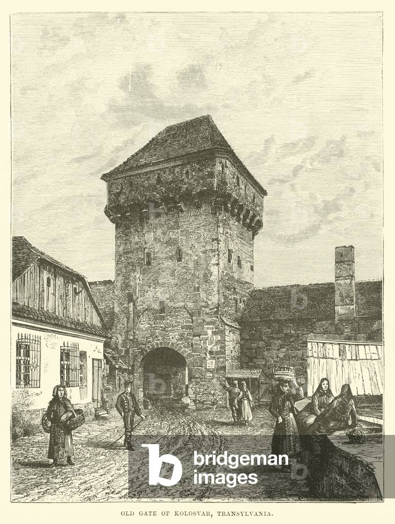 Old Gate of Kolosvar, Transylvania (engraving)