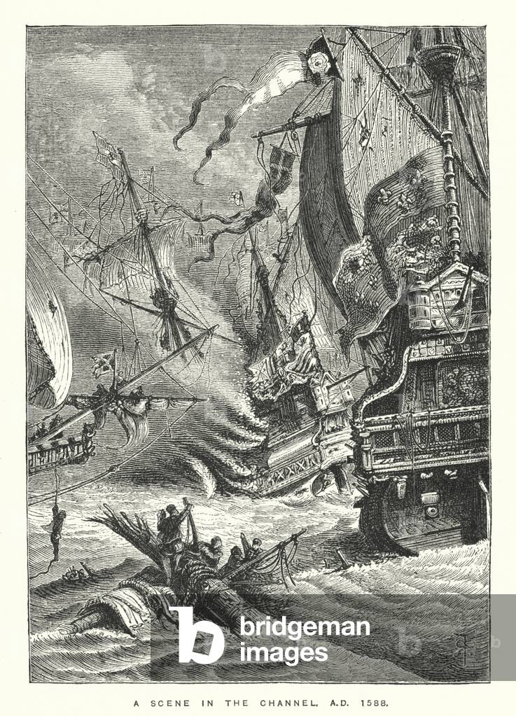 A scene in the Channel, AD 1588 (engraving)