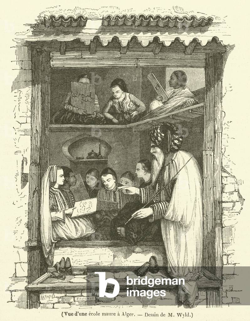 Vue d'une ecole maure a Alger (engraving)