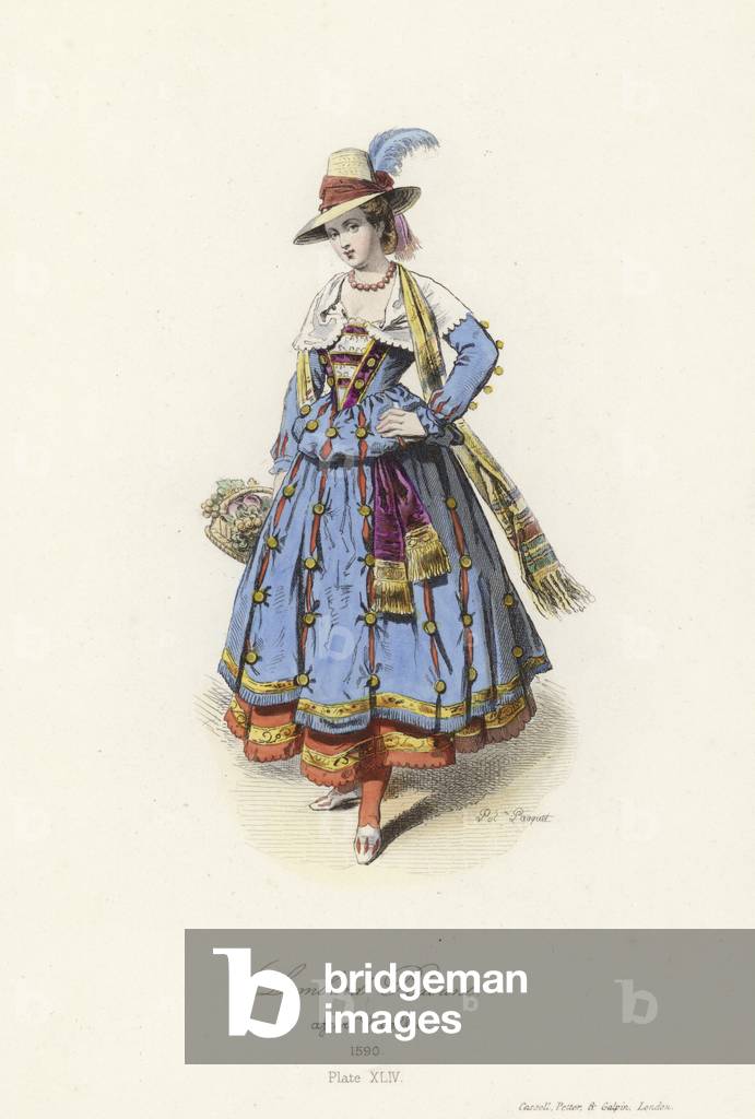 Lombard peasant (coloured engraving)