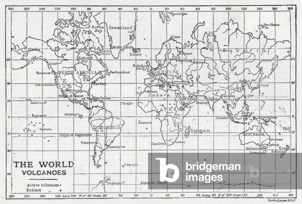 The world volcanoes (litho)