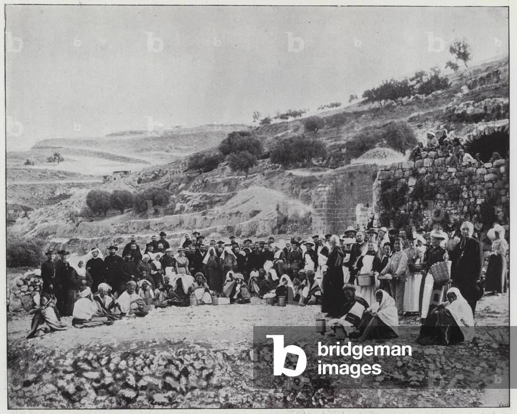 Jerusalem, the visit of the lepers (b/w photo)